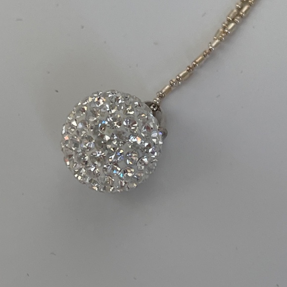 White Austrian Crystal Disco Ball Set, set in Sterling Silver - Picture 2 of 5